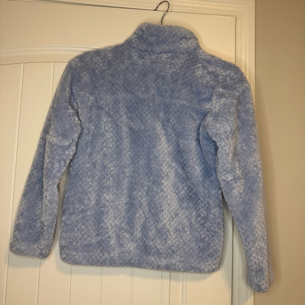 Columbia Kids Fire Side II Sherpa Half Zip fleece pullover in light blue. - Picture 4 of 16